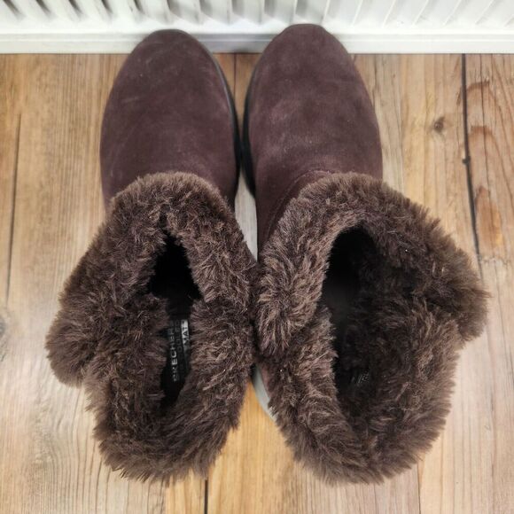 Skechers On The Go Joy Bundle Up Women Sz 9 Chocolate Brown Fur Trim Boots 15501 - Picture 6 of 10